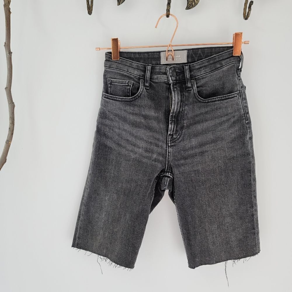 Everlane high rise straight jean cut off shorts